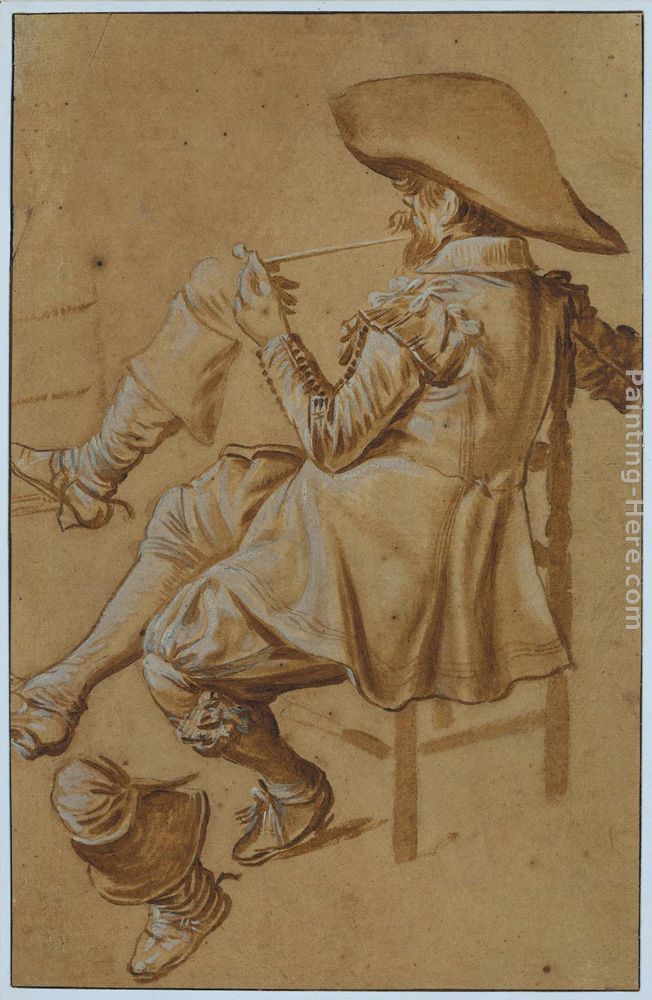 Seated Man Smoking a Pipe